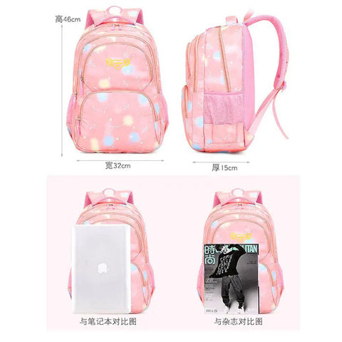 Sijiangyu - School Bag - Multi-Color - Hearts & Stars