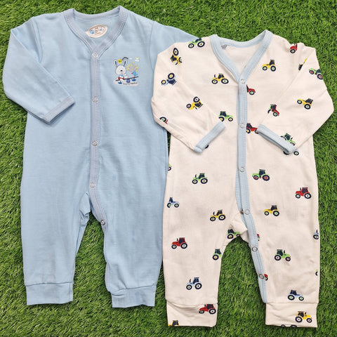 Montaly's - Pack of 2 Rompers - Blue & Tractor