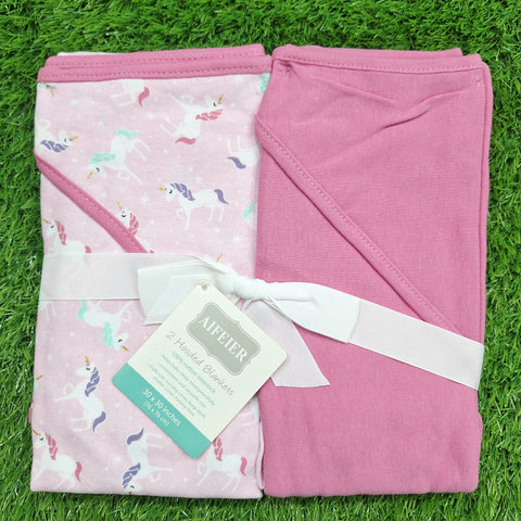 Aifeier - Pack of 2 - Hooded Cotton Wraps - Unicorn