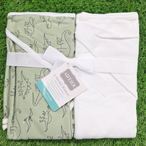 Aifeier - Pack of 2 - Hooded Cotton Wraps - Dinosaurs