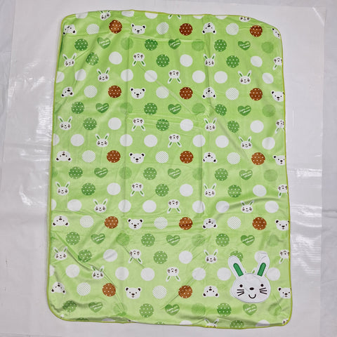 For Baby - Fur Blanket - Green - Kitty & Bear