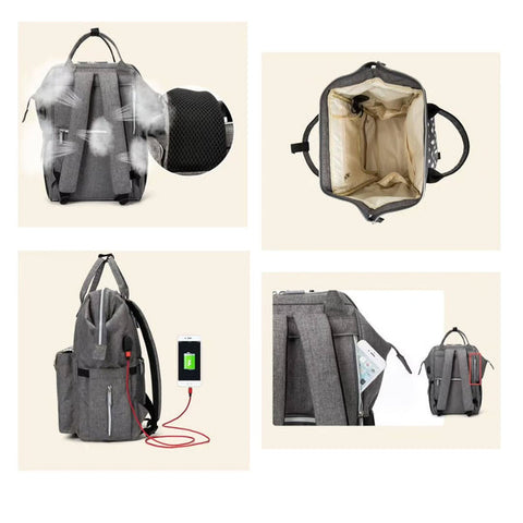 Chicoo - Waterproof Diaper Backpack - Grey