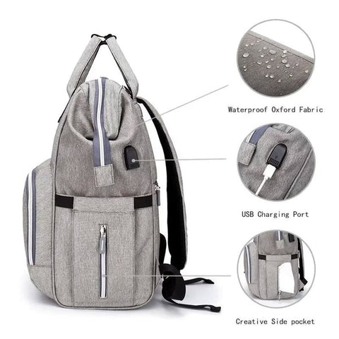 Chicoo - Waterproof Diaper Backpack - Grey