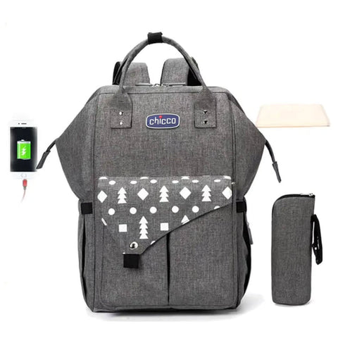 Chicoo - Waterproof Diaper Backpack - Grey
