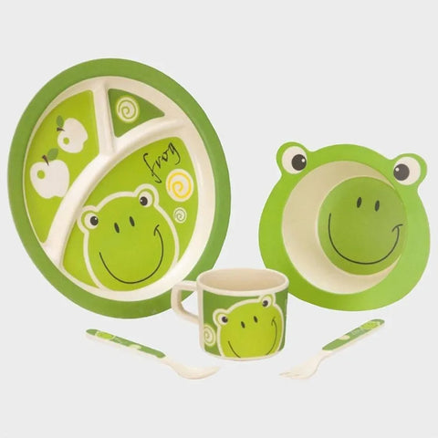 5 Pieces Bamboo Fiber Feeding Set - Frog - Box