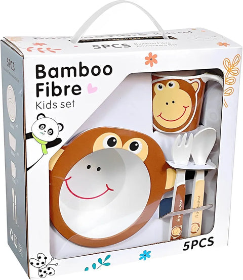5 Pieces Bamboo Fiber Feeding Set - Monkey - Box