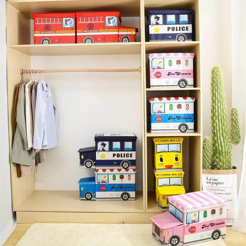School Bus - Toy Box - Blue