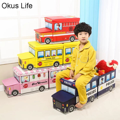 School Bus - Toy Box - Blue