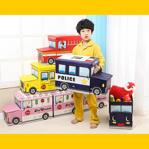 School Bus - Toy Box - Blue