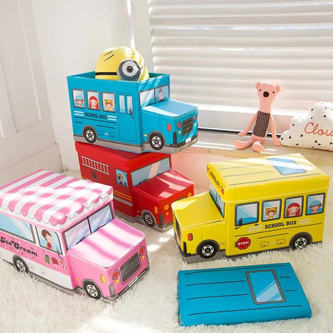 School Bus - Toy Box - Blue