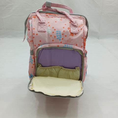 Waterproof Diaper Backpack - Pink Leaves