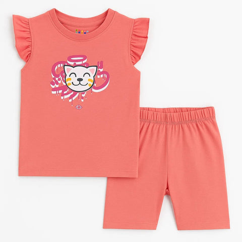 TBS_BRL - T-Shirt & Shorts - Pink - Funny Cat