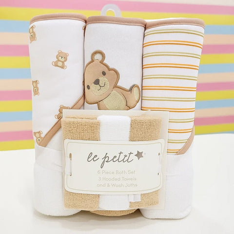 6 Pieces - Le Petit - Bath Towel Gift Set - Brown - Bear