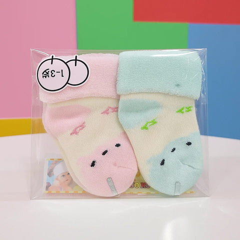 Pair of 2 Socks - Shen Qi - Pink & Green - 25