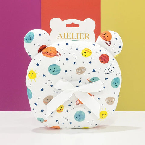 Aifeier - Round Quilted Pillow - White - Planets