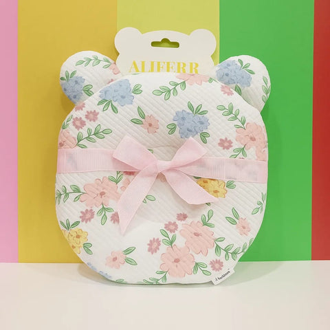 Aifeier - Round Quilted Pillow - White - Flowers