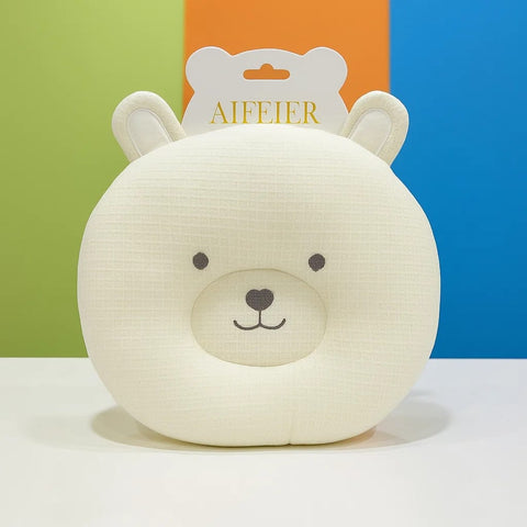 Aifeier - Round Quilted Pillow - Off White - Bear
