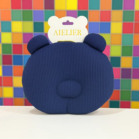 Aifeier - Round Quilted Pillow - Navy - Bear