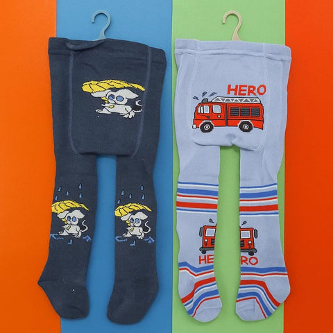 Pack of 2 - Leggings - Boys - Dark Blue & Sky - (68-74 | 12-18 Months)