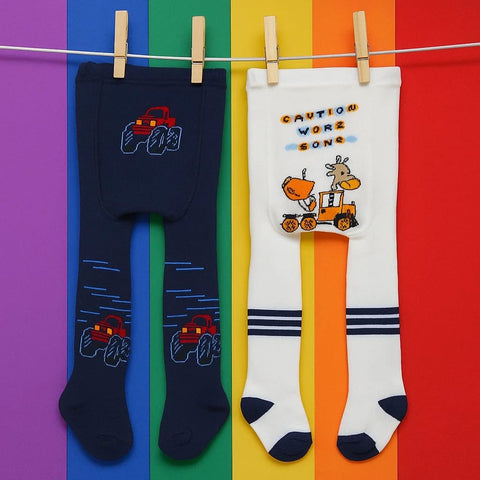 Pack of 2 - Leggings - Boys - Navy & White - (80-86 | 18-24 Months)