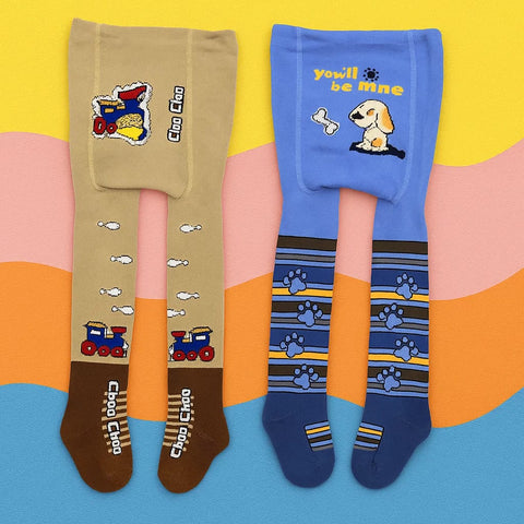 Pack of 2 - Leggings - Boys - Brown & Blue - (80-86 | 18-24 Months)