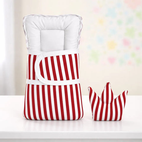 Velvet - Wrap Pillow Carry Nest  - Maroon - Stripes - 25