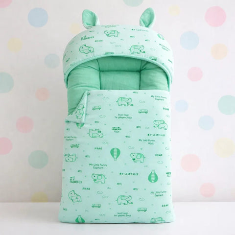 Velvet - Carry Nest - Green - Buttoned Little Elephant - 25