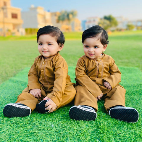 TBS - Kurta Shalwar - Wash N Wear - Camel Brown