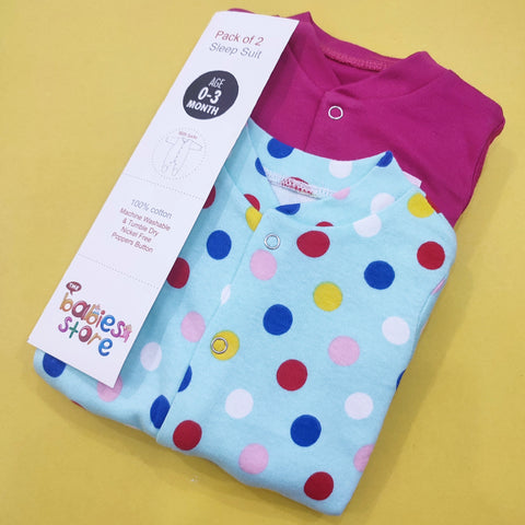 TBS - Pack of 2 Sleep Suits - Pink & Blue