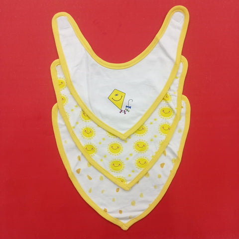 Pack of 3 Baby Bibs - Kite - Yellow