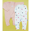 Junior's Pack of 2 Sleep Suits - Peach & White Hearts