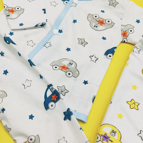 Little Planet Pack of 3 Night Suits - Car & Stars - White - BPY