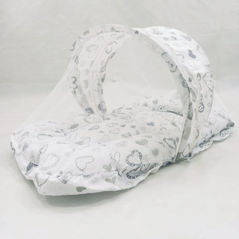 Little Planet - Mosquito Bed Net - Grey Hearts