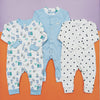 Pack of 3 Bluefly Sleep Suits - Blue Bear & Dots