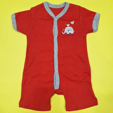 LO - Pack of 3 - Short Leg Rompers - Red - Elephant
