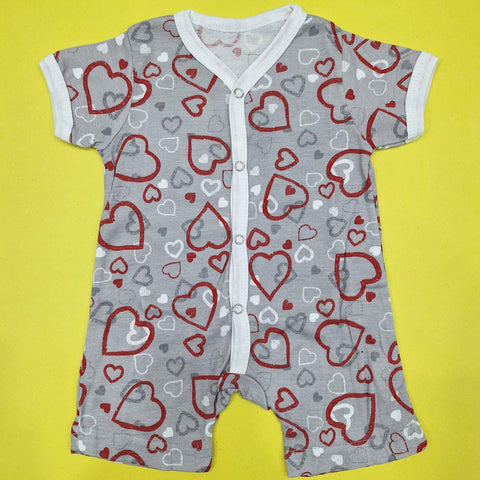 LO - Pack of 3 - Short Leg Rompers - Red - Elephant