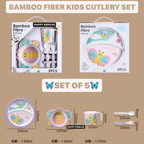 5 Pieces Bamboo Fiber Feeding Set - Butterfly - Box