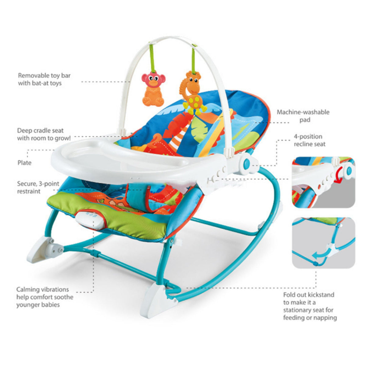 2 In 1 - Infant To Toddler - Rocker With Dining Chair– The Little Planet