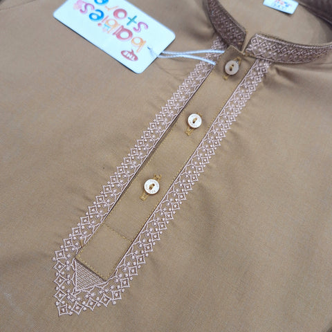 TBS - Kurta Shalwar - Wash N Wear - Camel Brown