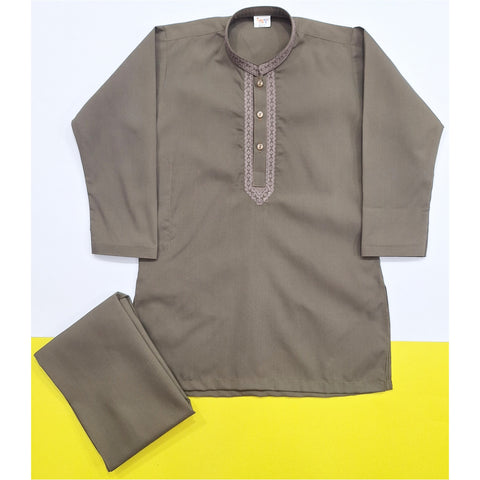 TBS - Kurta Shalwar - Wash N Wear - Chocolate Brown