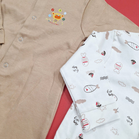 TBS - Pack of 2 Sleep Suits - Vol 02-25 - Brown & Fish