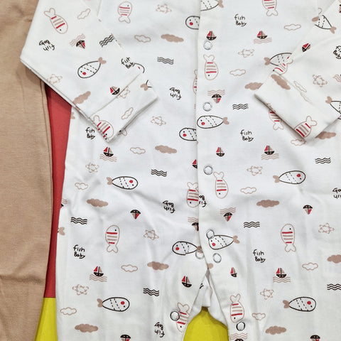 TBS - Pack of 2 Sleep Suits - Vol 02-25 - Brown & Fish