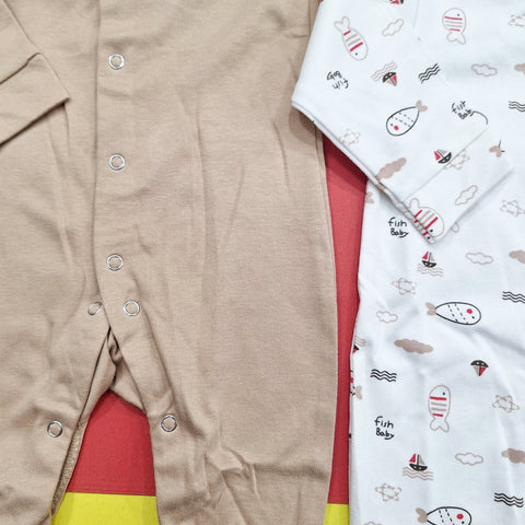 TBS - Pack of 2 Sleep Suits - Vol 02-25 - Brown & Fish