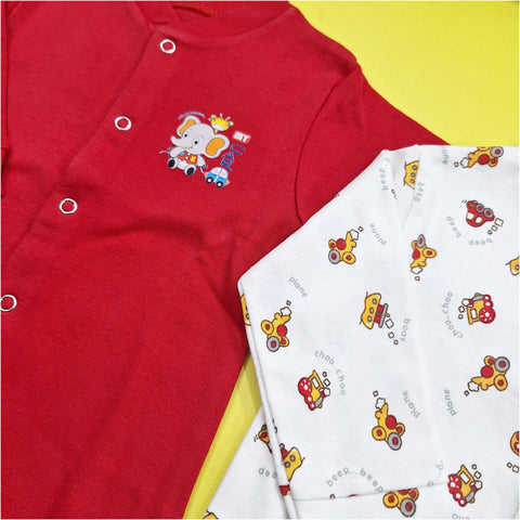 TBS - Pack of 2 Sleep Suits - Vol 02-25 - Red & Car