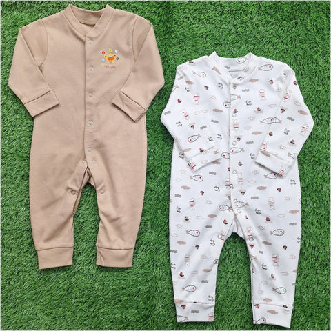 TBS - Pack of 2 Sleep Suits - Vol 02-25 - Brown & Fish