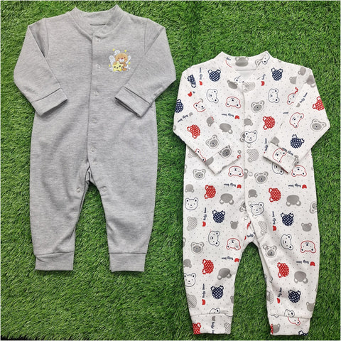 TBS - Pack of 2 Sleep Suits - Vol 02-25 - Grey & Bear