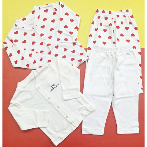 TBS - Pack of 2 - Night Suits - White & Hearts