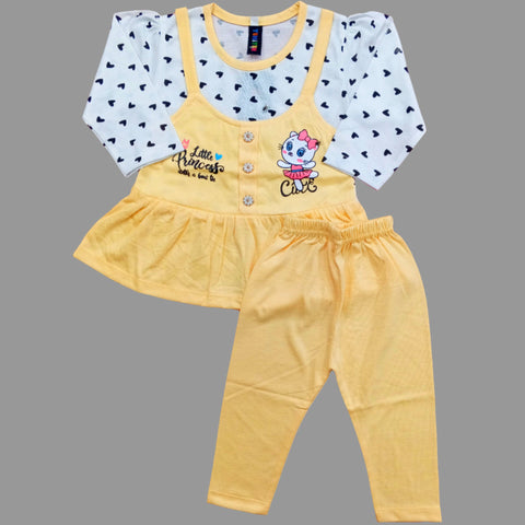 2 Pieces - Frock Set - Hearts - Yellow