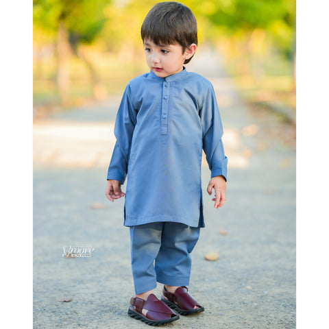TBS - Kurta Shalwar - Wash N Wear - Bluish Grey