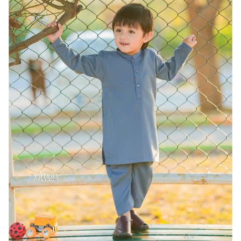 TBS - Kurta Shalwar - Wash N Wear - Bluish Grey